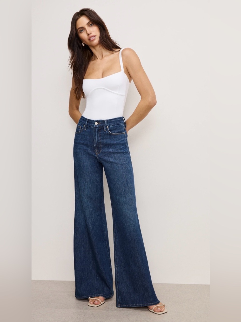 Good American Soft Tech Good Waist Palazzo Jeans